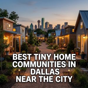 Best tiny home communities in Dallas near the city showing modern small houses with the skyline in view