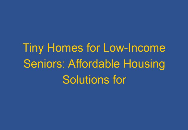 Tiny Homes for Low-Income Seniors: Affordable Housing Solutions for Older Adults
