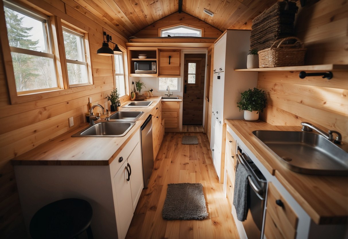 1 Bedroom Tiny House Floor Plans: Efficient Designs for Modern Living 12 A cozy tiny house with a small bathroom and bedroom. The floor plan shows a single bedroom layout with inspiration for a tiny home design