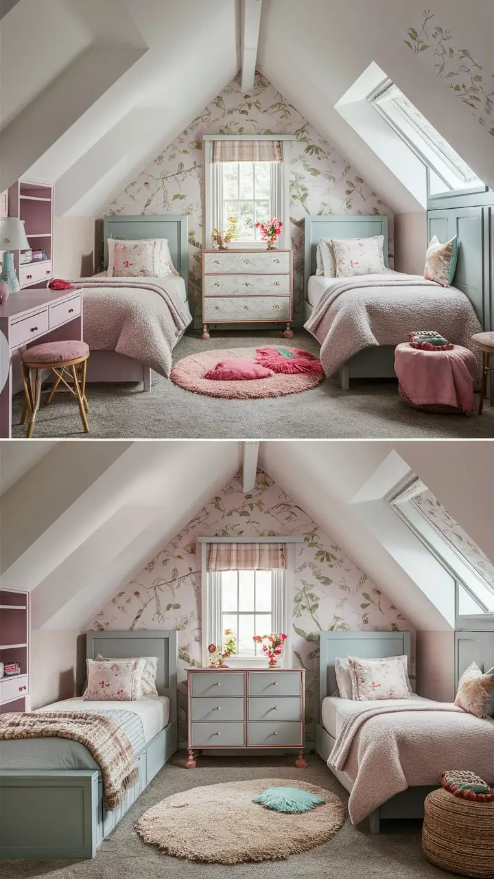 21 Creative Twin Girls or Sisters Bedroom Decorating Ideas for Small