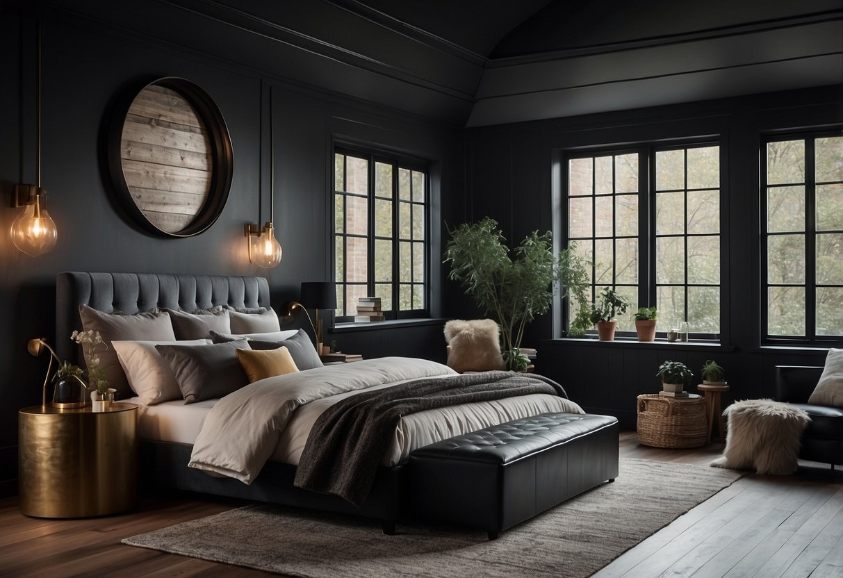 A cozy bedroom with dark furniture, featuring creative ideas for a small space refresh. Five bedrooms with unique designs and layouts