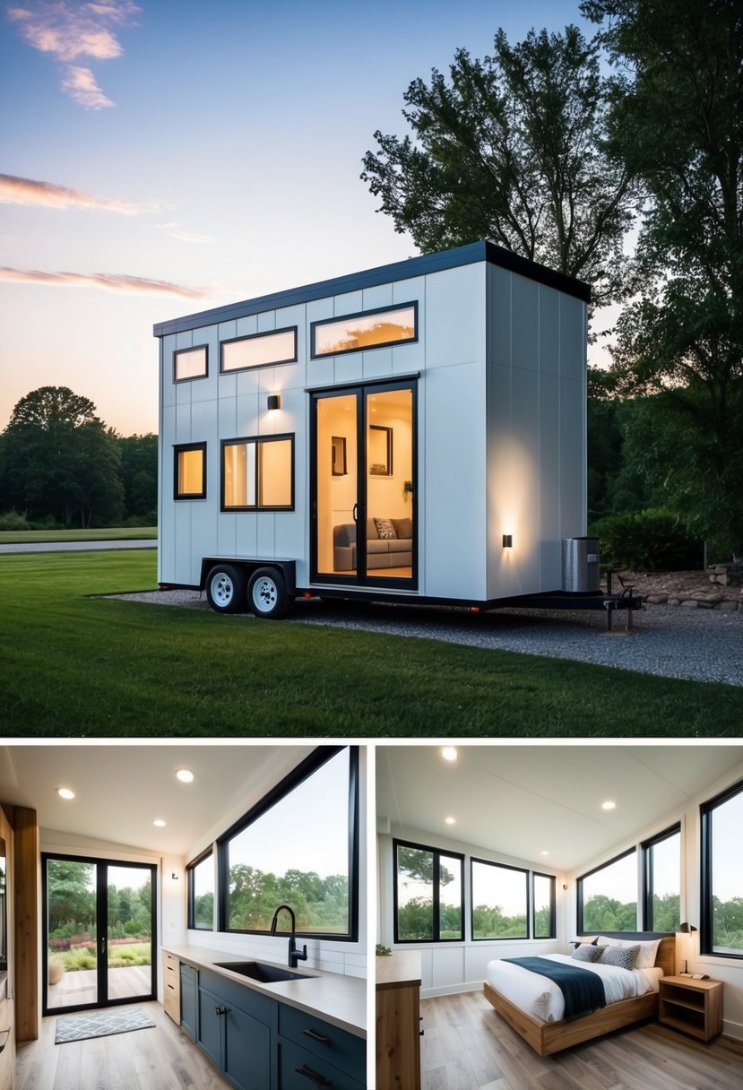 The Tesla Tiny House floor plan at Margaretlucas features sleek, modern design with open living spaces, large windows, and sustainable materials