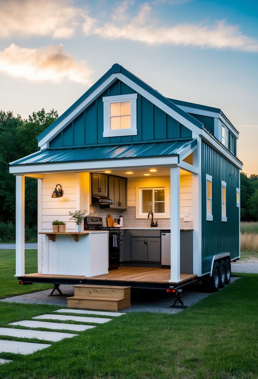 A cozy 12x32 tiny house with 3 bedrooms, featuring a compact yet functional layout with a living area, kitchen, and bathroom