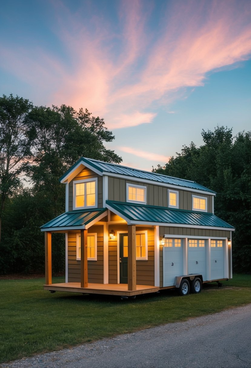 A cozy 12x24 tiny house with double loft and adjacent double garage