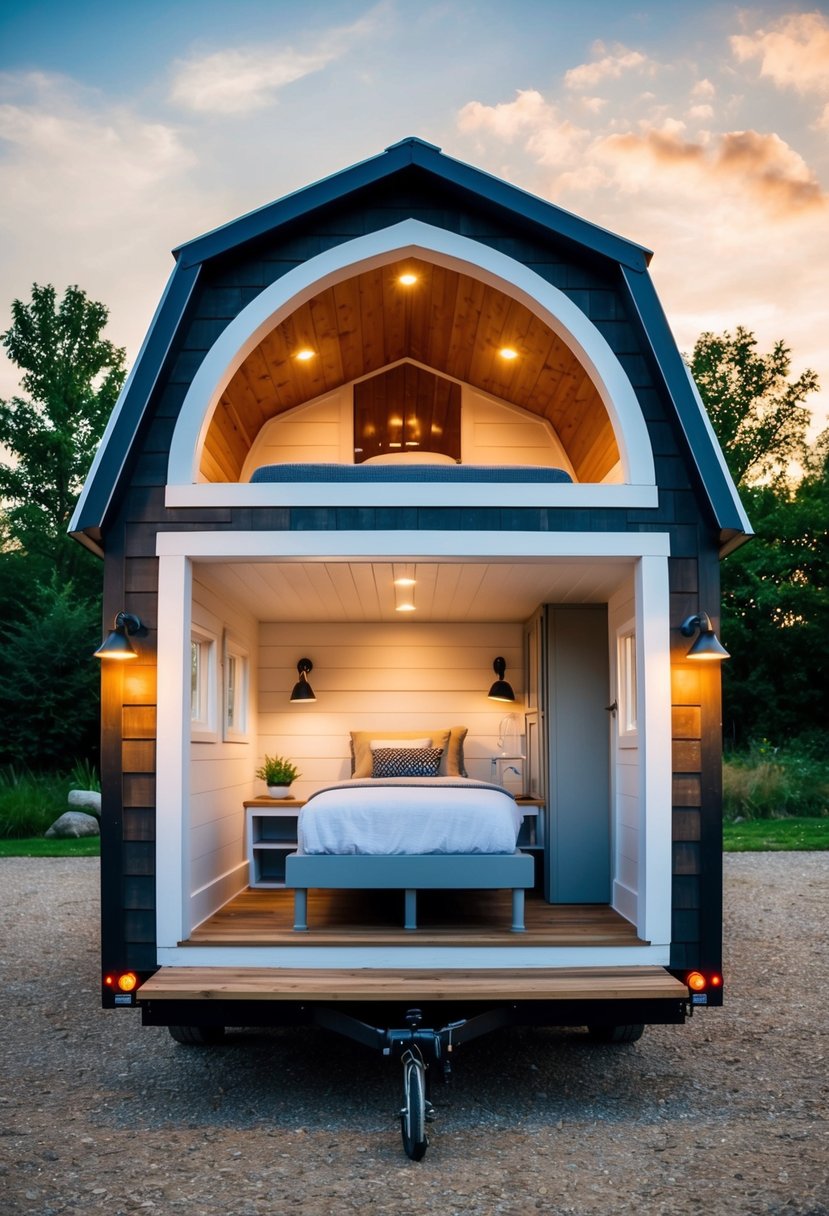 A cozy 12x32 lofted barn tiny home with a single bed, a bathroom, and various design ideas for the interior and exterior