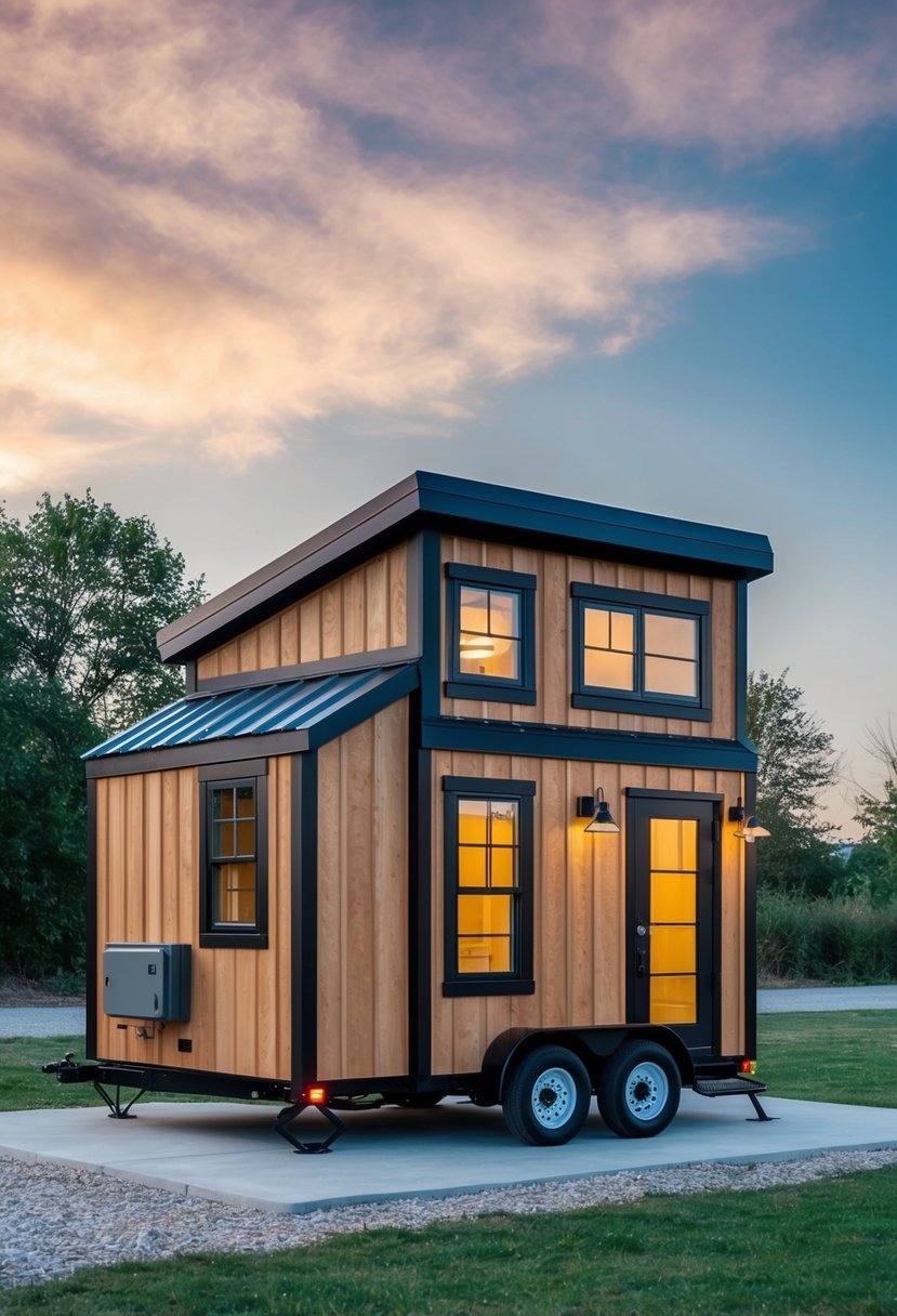 A compact 12x24 tiny house floor plan with 2 bedrooms, 2 bathrooms, and laundry facilities