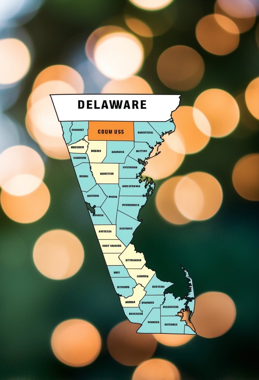 A map of Delaware with highlighted areas for counties allowing tiny houses