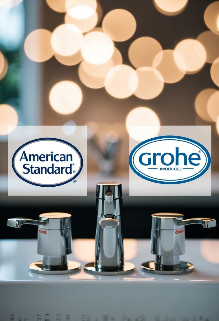 A comparison between American Standard and Grohe products, with logos and product images displayed side by side