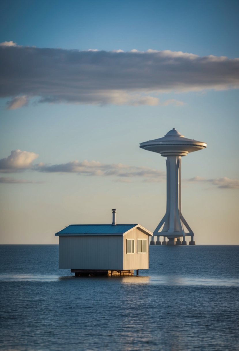 A small, minimalist house sits amid the vast expanse of Boca Chica, with the towering Starbase in the background