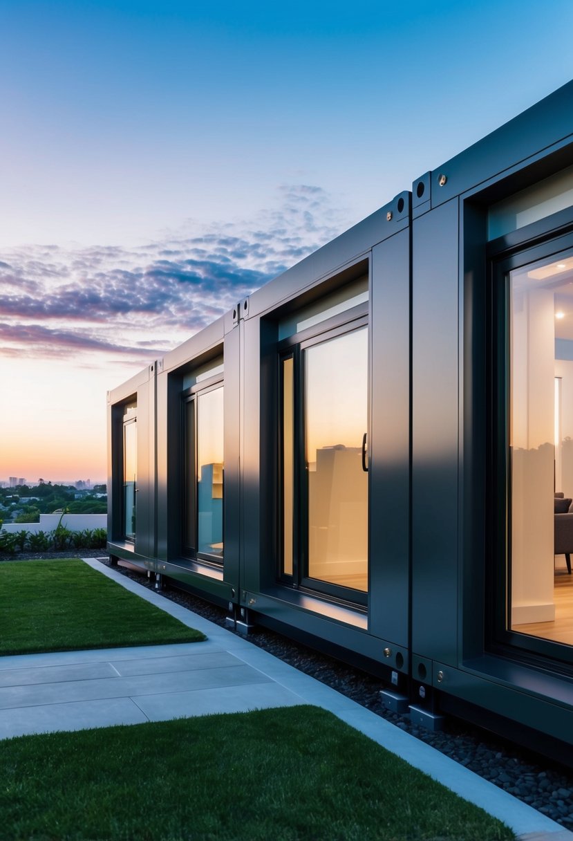 A futuristic, modular housing unit with customizable features and sleek design