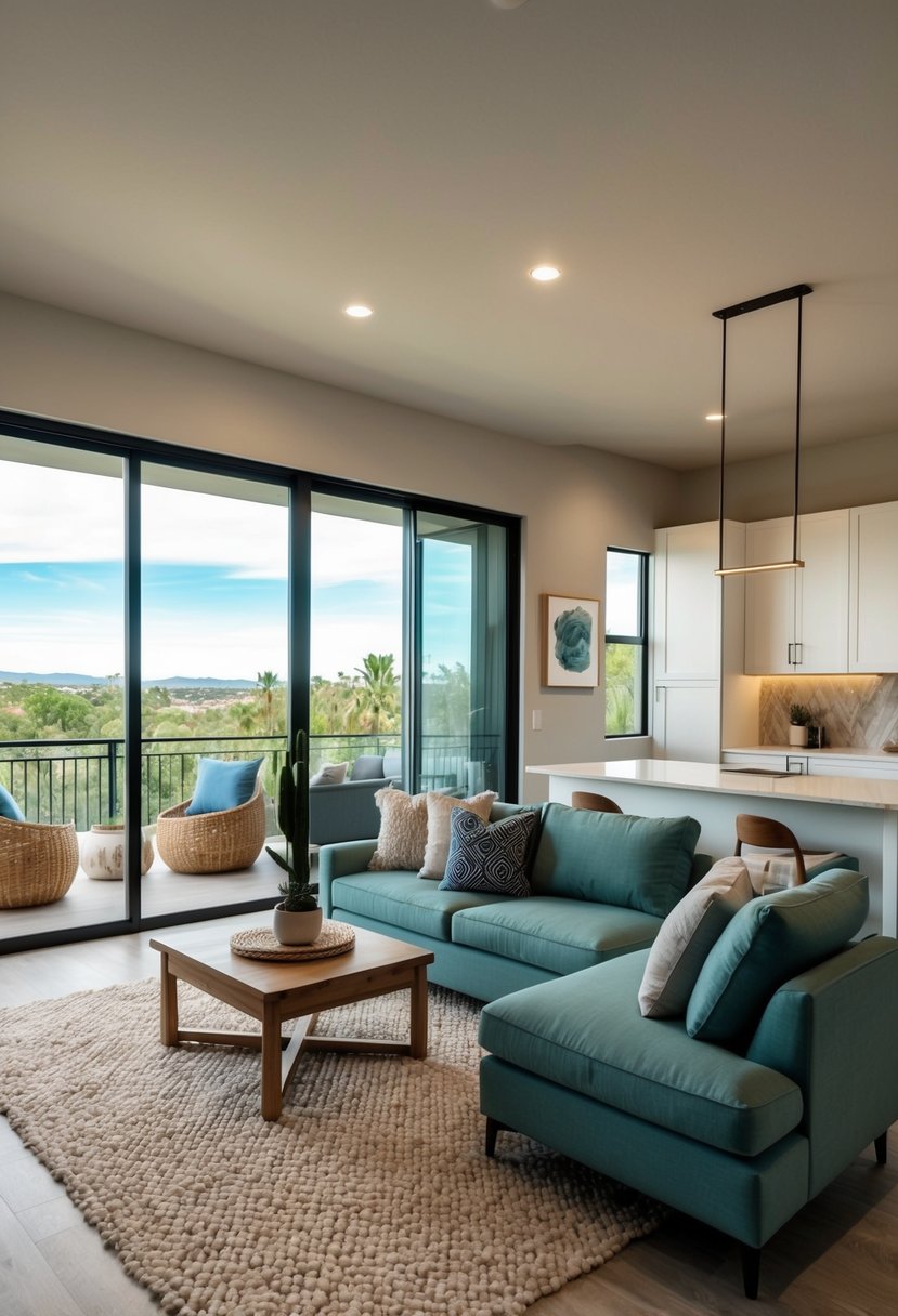 A cozy 2 bedroom casita with an open floor plan, featuring a spacious living area, modern kitchen, and two private bedrooms with en-suite bathrooms