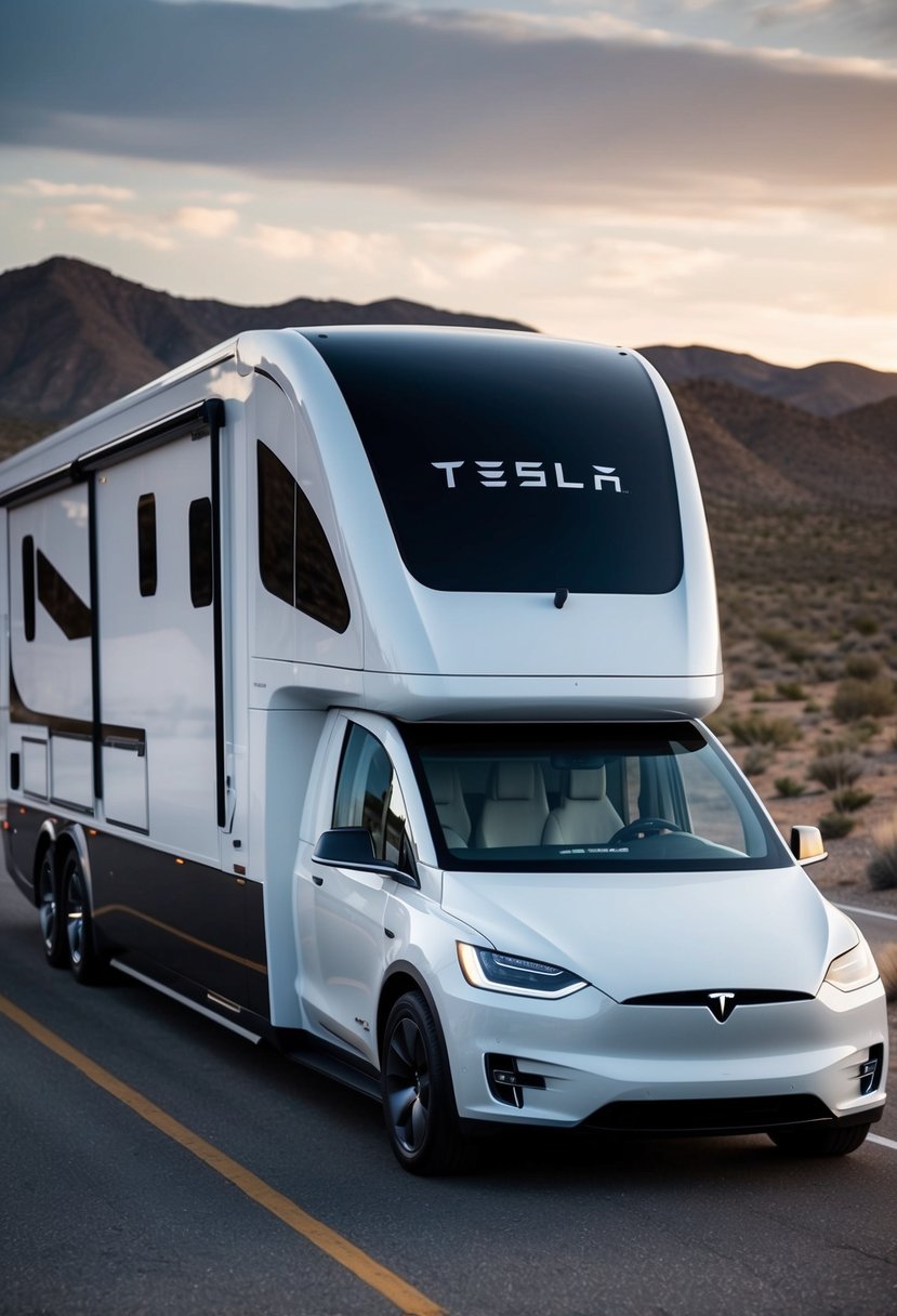 The sleek Tesla Semi is transformed into an impressive electric motorhome, complete with a modern and futuristic design