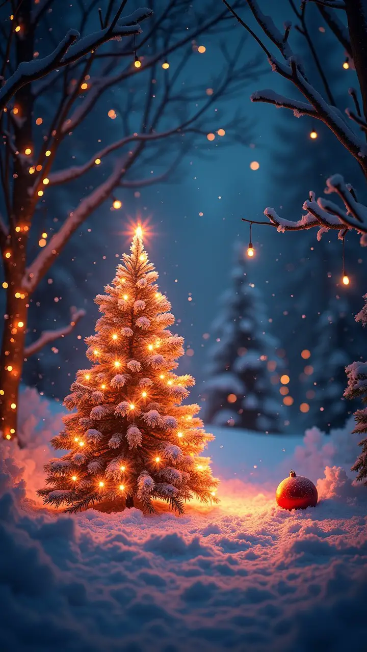 Christmas wallpaper iPhone background. Create a vibrant and festive image Christmas wallpaper iPhone designs. Include backgrounds with Christmas trees, snowflakes, and holiday ornaments.