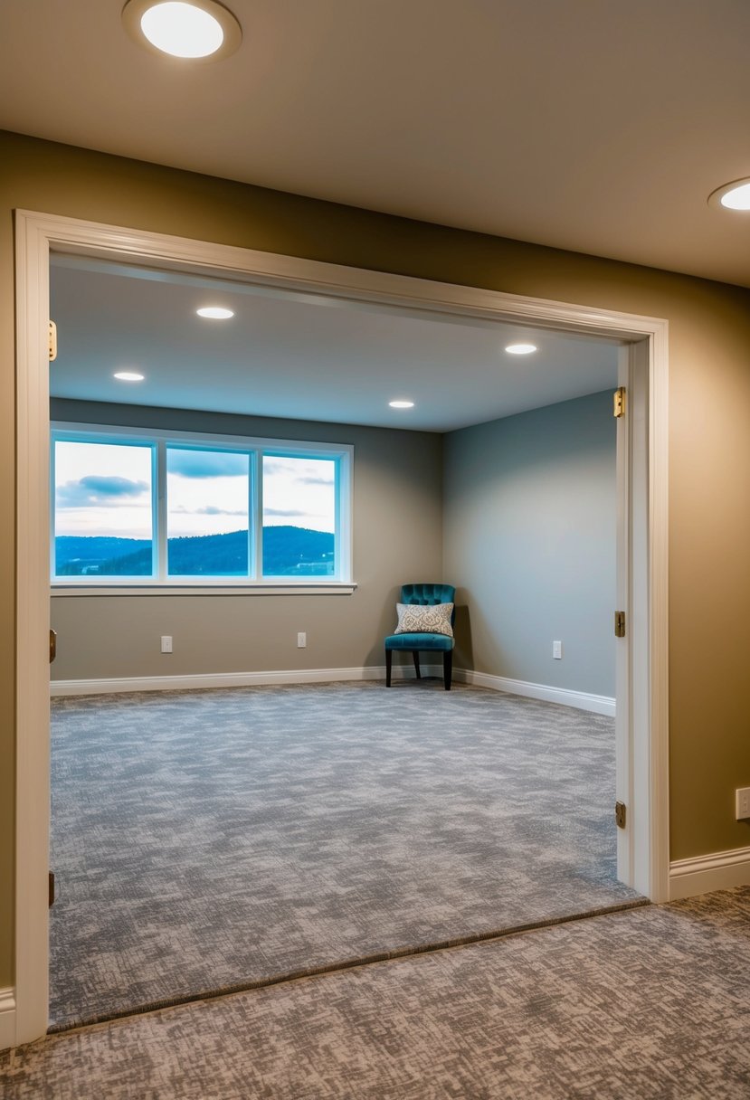 A cozy finished basement suite with natural light pouring in from the hillside walkout