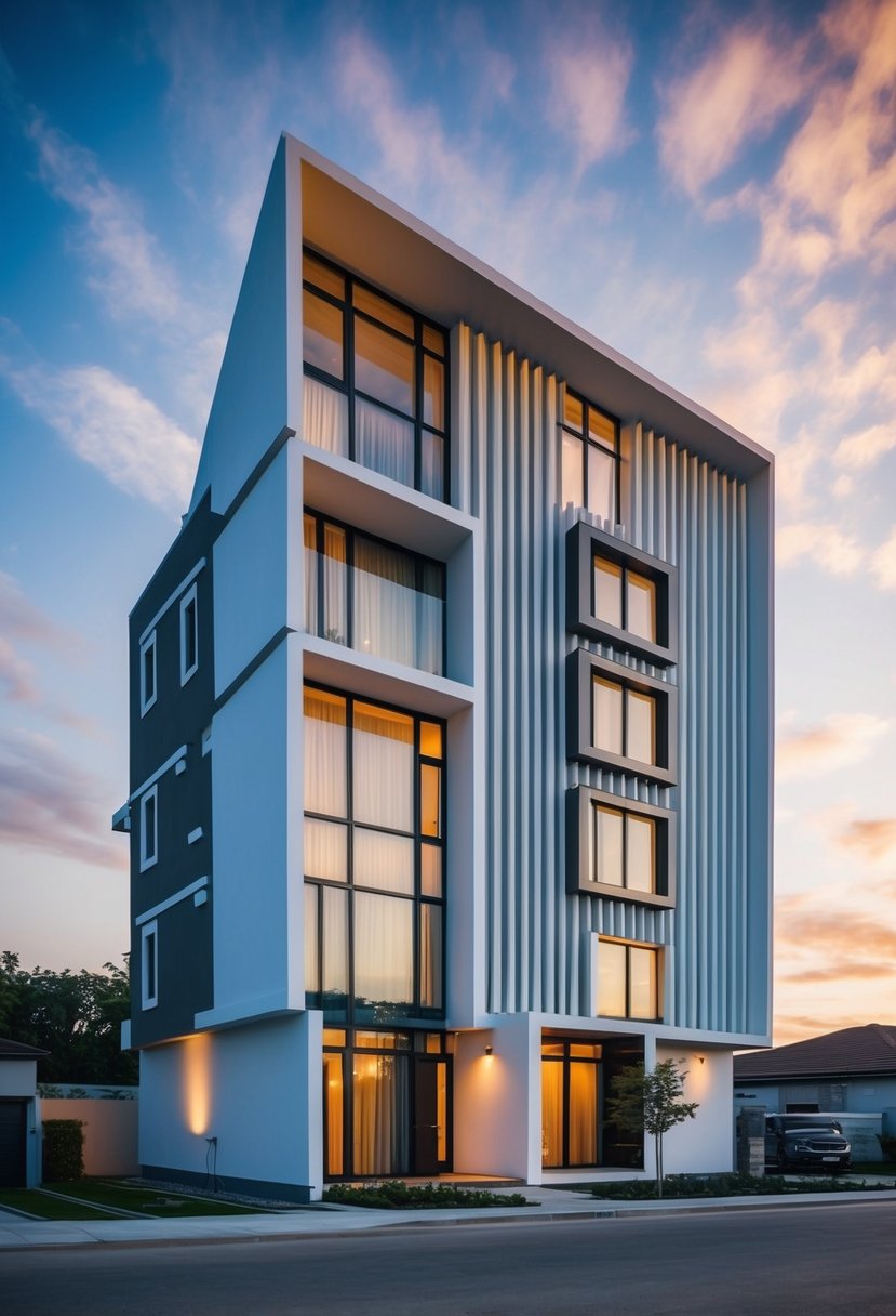 A modern building with 10 unique front elevation designs showcasing innovative techniques in architecture