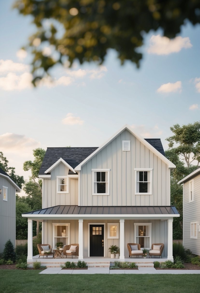 Simple 4 Bedroom House Plans: Efficient Designs for Modern Living 12 A cozy small house with simple 4-bedroom floor plans, featuring a spacious living area, kitchen, and four bedrooms with ample natural light