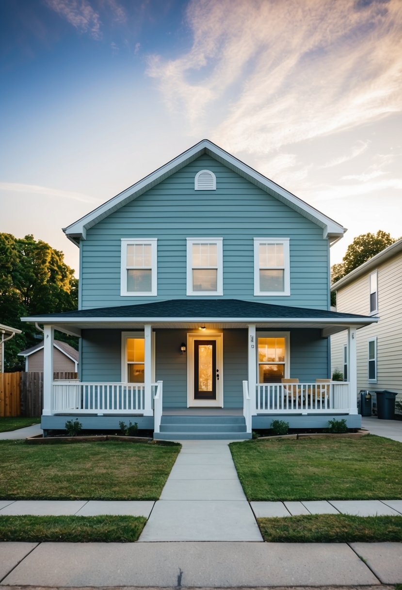 Simple 4 Bedroom House Plans: Efficient Designs for Modern Living 28 A simple 4-bedroom house with a spacious living room, kitchen, and dining area. The house has a front porch and a small backyard