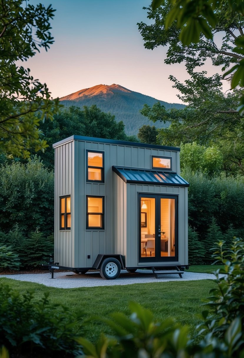 TikTokers $30k Tiny Home Sparks Viral Sensation Among Minimalism Enthusiasts 2 A cozy tiny home with modern design, surrounded by lush greenery and a mountain backdrop, as seen in a viral TikTok video