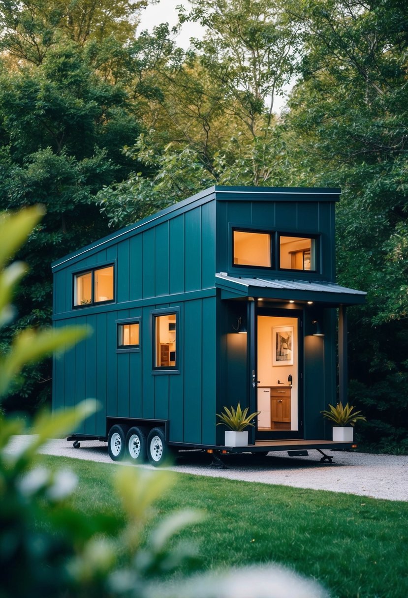 TikTokers $30k Tiny Home Sparks Viral Sensation Among Minimalism Enthusiasts 4 A cozy, modern tiny home with sleek design and convenient features, surrounded by lush greenery, captures the attention of social media users