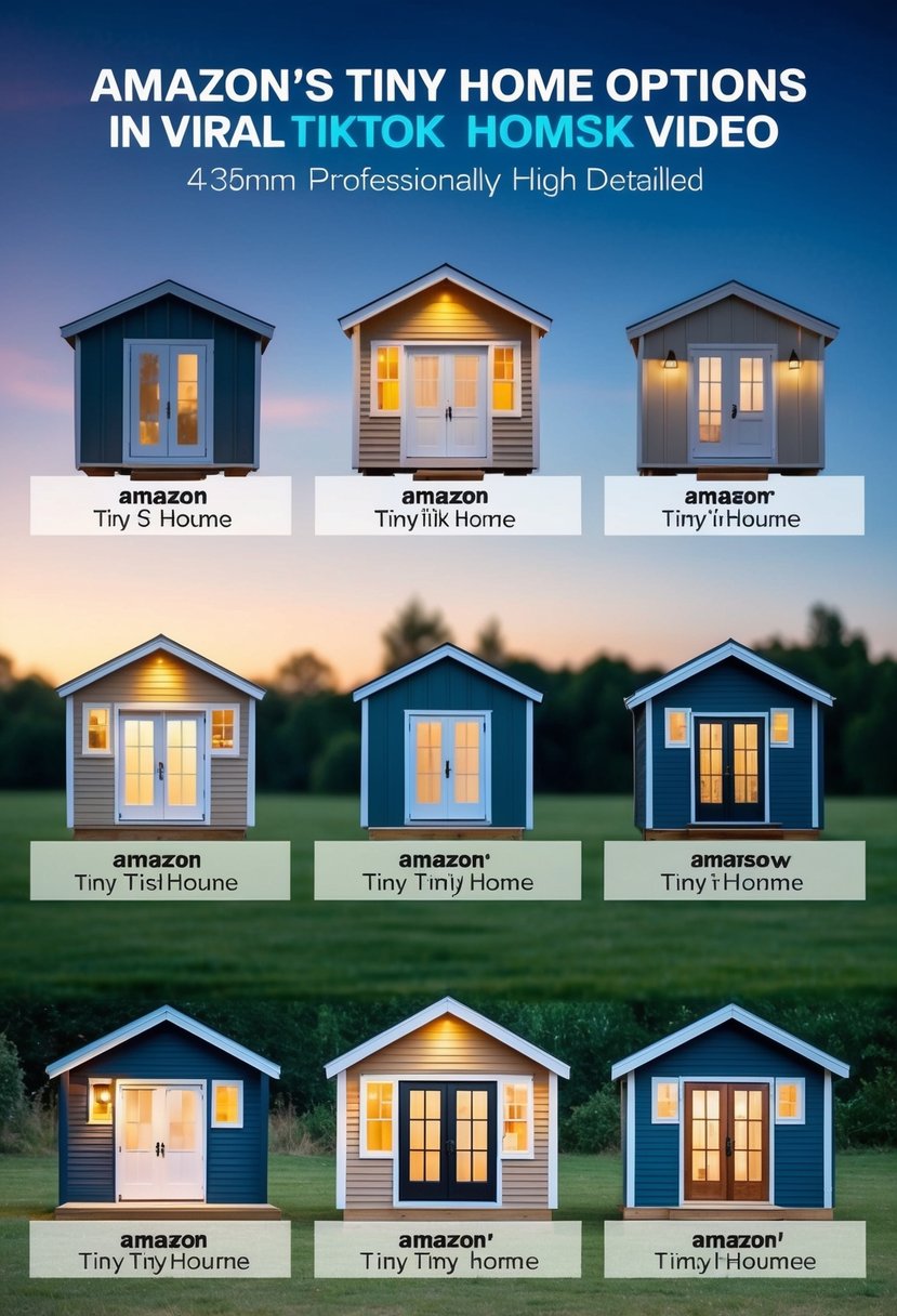 TikTokers $30k Tiny Home Sparks Viral Sensation Among Minimalism Enthusiasts 8 An array of Amazon's tiny home options displayed in a viral TikTok video, showcasing variety and accessibility