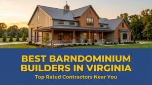 Best barndominium builders in Virginia showcasing a stunning modern metal and wood barndominium home exterior