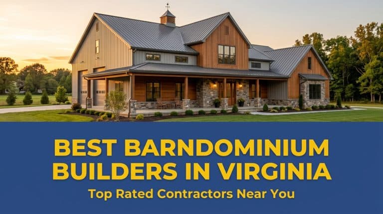 Best barndominium builders in Virginia showcasing a stunning modern metal and wood barndominium home exterior