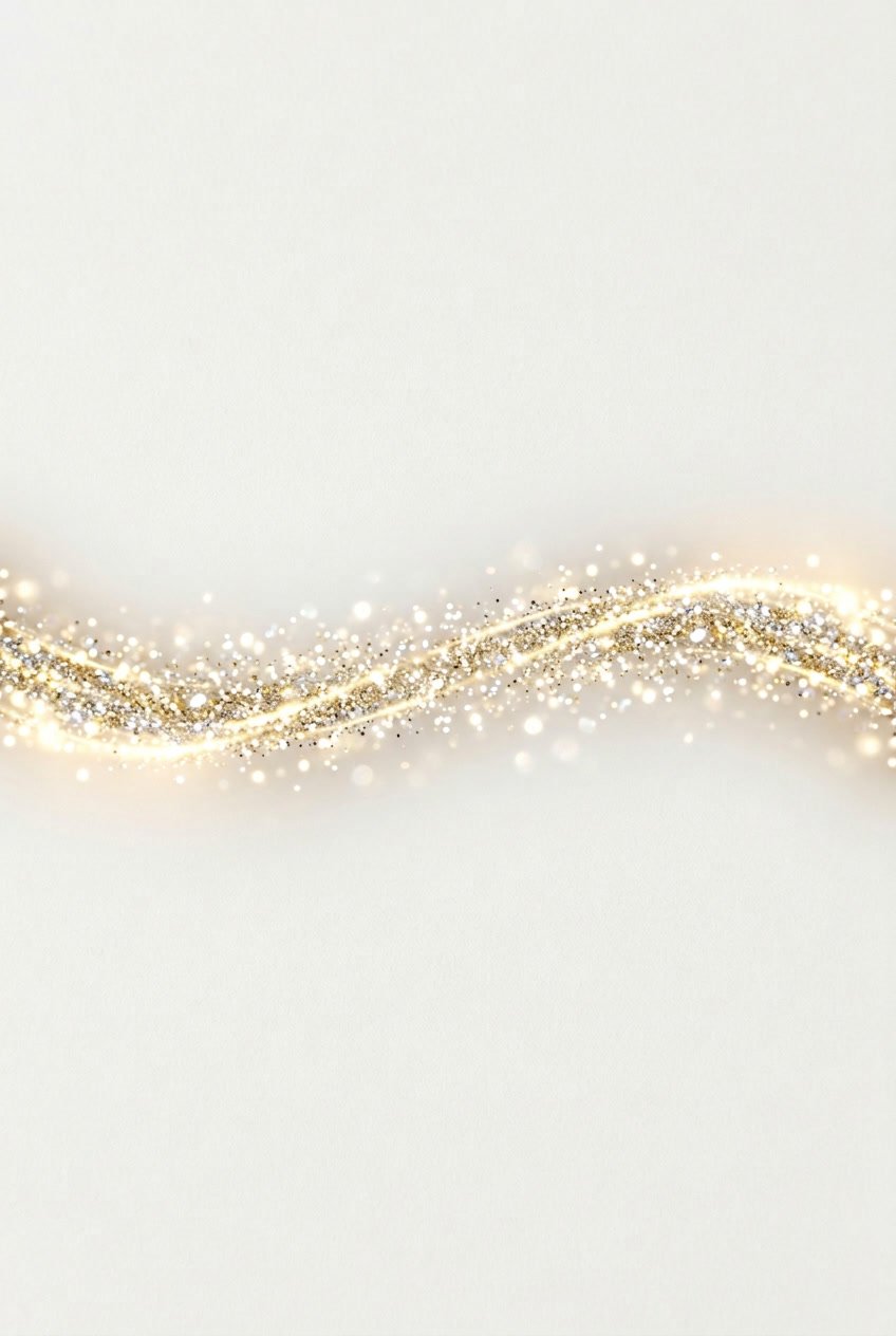 A horizontal strip of sparkling glitter particles creating a shimmering divider effect on a clean background.