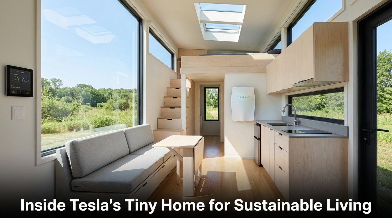 Inside Tesla Compact Home for Sustainable Living