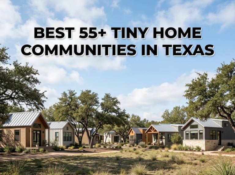 Best tiny home communities in Texas featuring modern small houses arranged in a scenic neighborhood setting