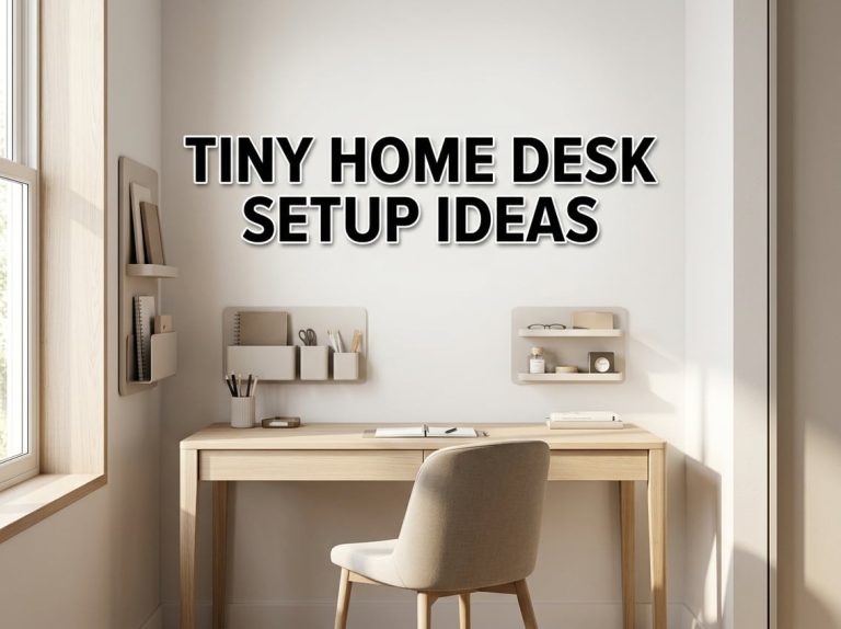Tiny home desk setup ideas showing a compact workspace built into a small wall nook with shelving
