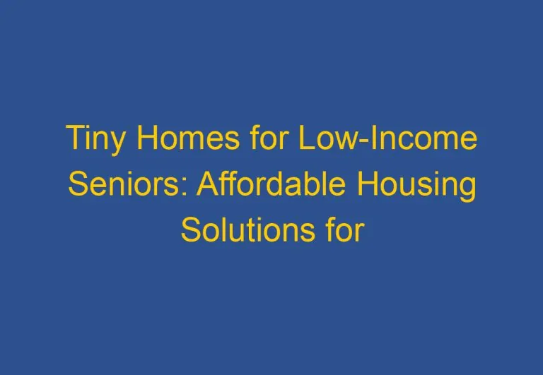 Tiny Homes for Low-Income Seniors: Affordable Housing Solutions for Older Adults