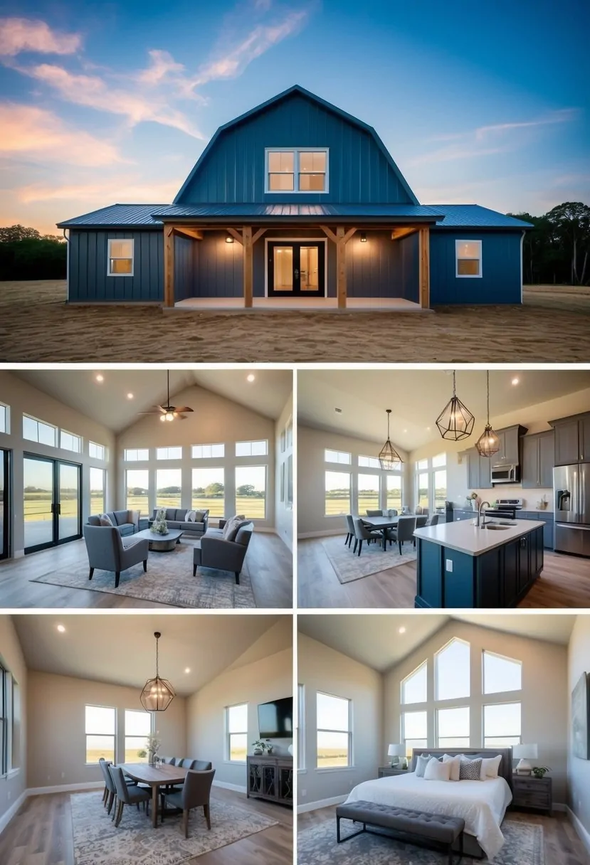 4 Bedroom Barndominium Floor Plans: Maximizing Space and Comfort in Modern Living 4 A spacious 4-bedroom barndominium with an open floor plan, high ceilings, large windows, and modern fixtures