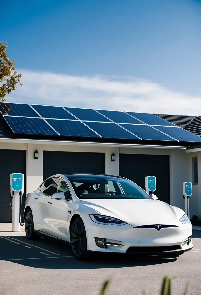 Tesla Motorhome: Luxury, Innovation, and Sustainability (Incredible Electric Motorhome) 2 A sleek, modern motor home with solar panels on the roof, surrounded by lush greenery and a tranquil lake in the background