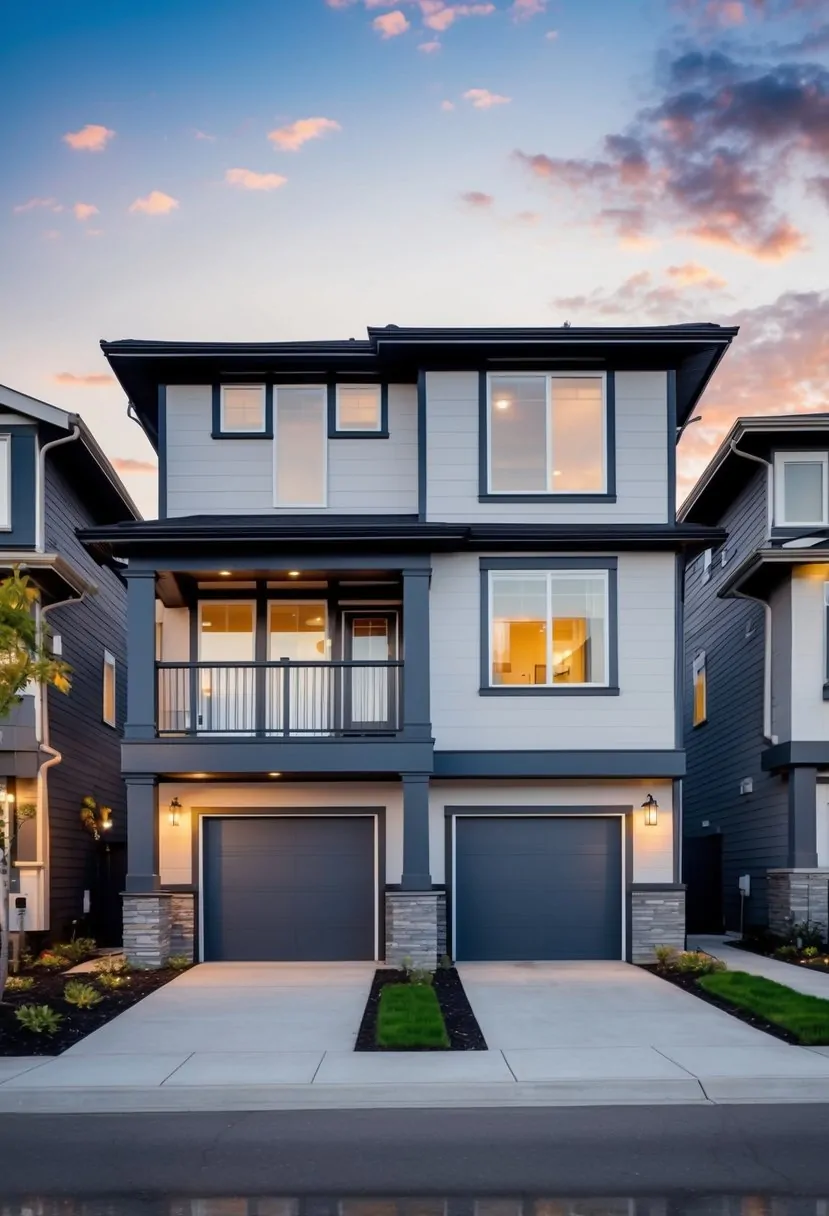 A split-level home with updated, modern exterior features