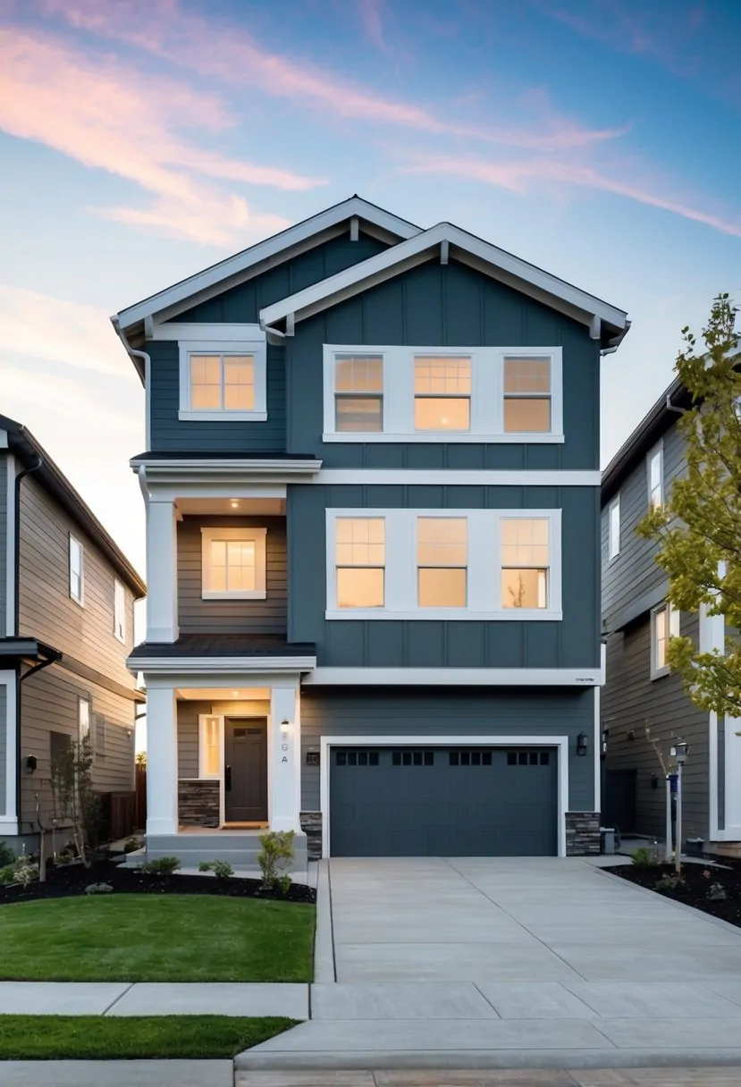 A split-level home with updated, modern exterior features and clean lines