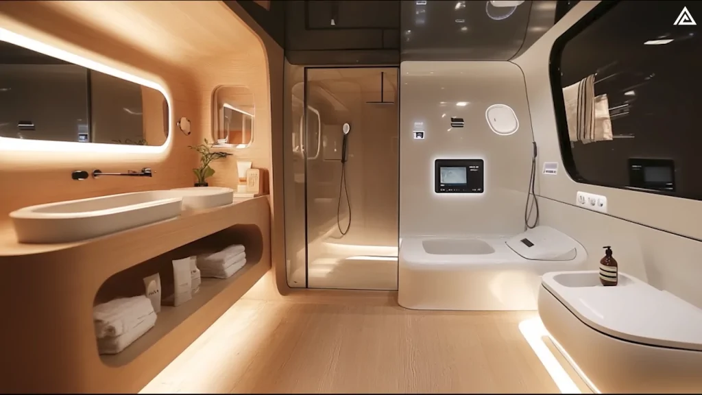 Elon Musk’s $17,890 Tiny House FINALLY HIT The Market! What's Inside? 18 The bathroom will feature eco-friendly fixtures that save water and energy. Inspired by the compactness of Tesla's vehicle designs, the interior is set to have multi-functional furniture.