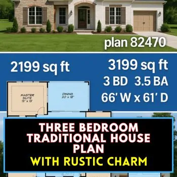 Three Bedroom Traditional House Plan with Rustic Charm